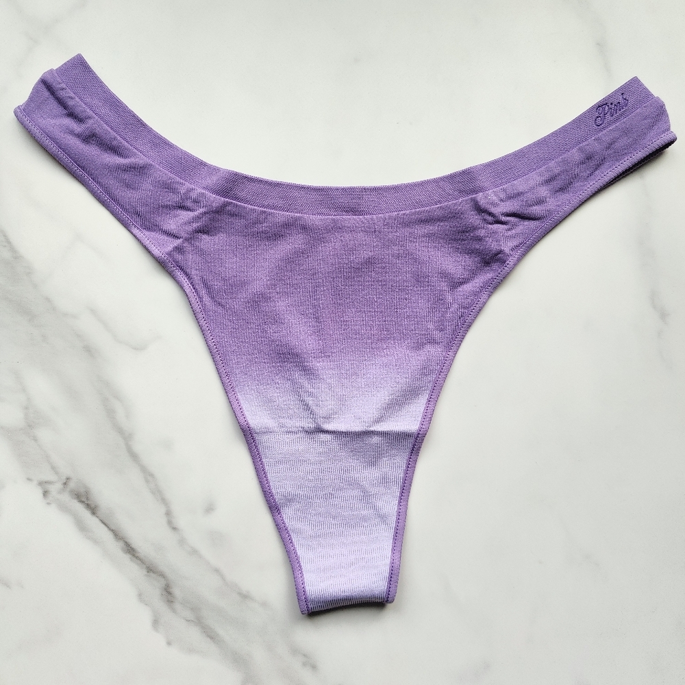 NWT PINK VICTORIA'S SECRET SEAMLESS HIGH-LEG SMOOTH THONG PANTY IN GLAZED VIOLET